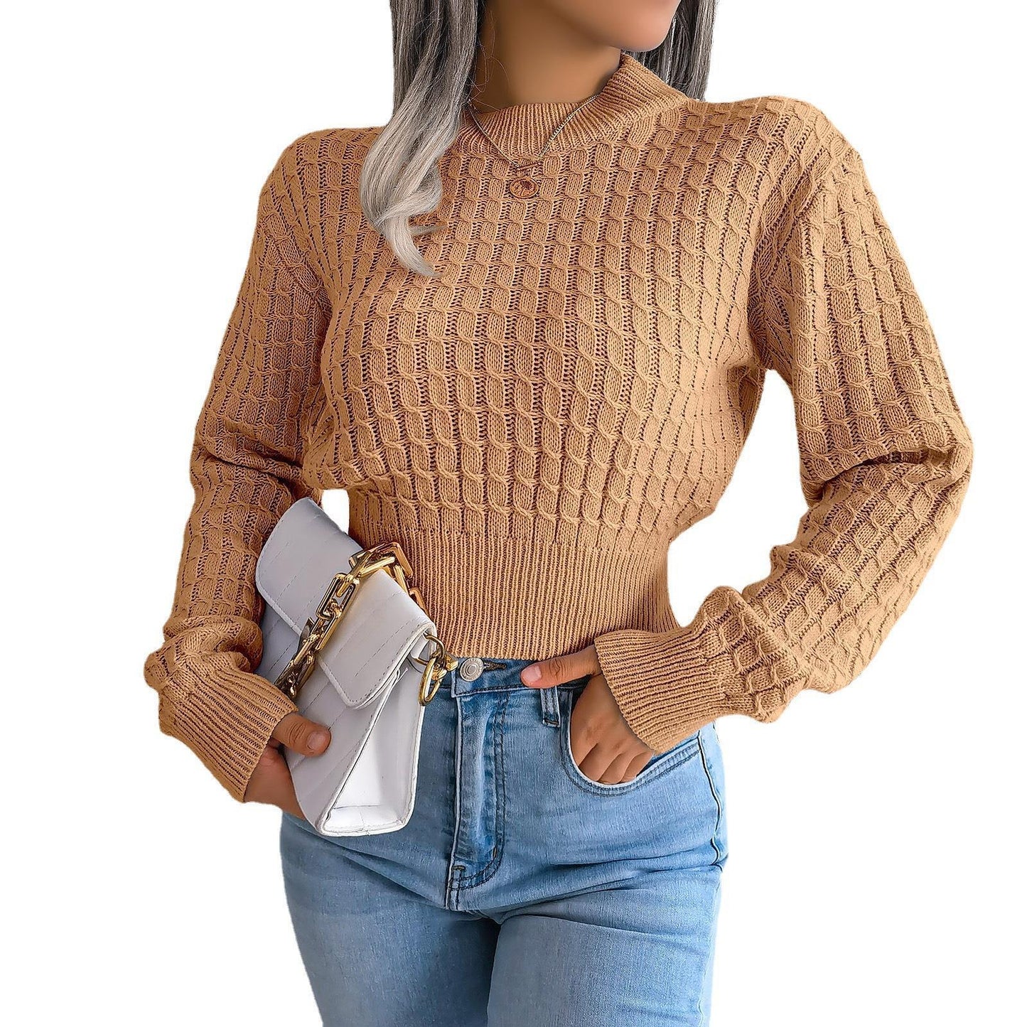 Street Style Twist Long Sleeves Cropped Knitted Sweater HerMood