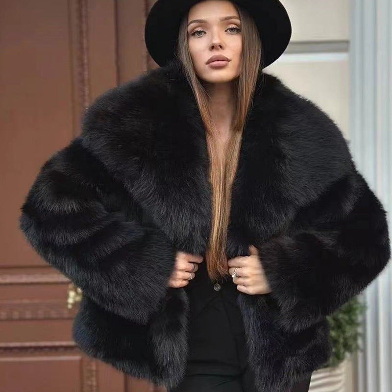 Women's Fluffy Casual Fox Fur Jacket Women's Clothing HerMood