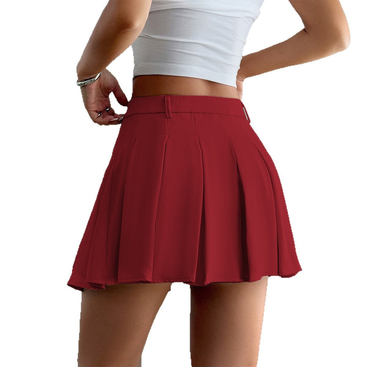 Y2g Hot Girl Style Girdle Solid Color Pleated Skirt Women HerMood