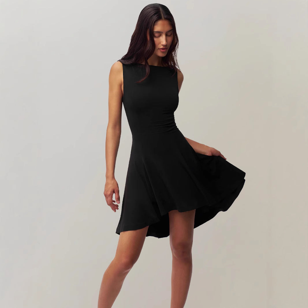 Sleeveless Sexy Hot Girl Off-neck Dress Waist Slimming Back HerMood