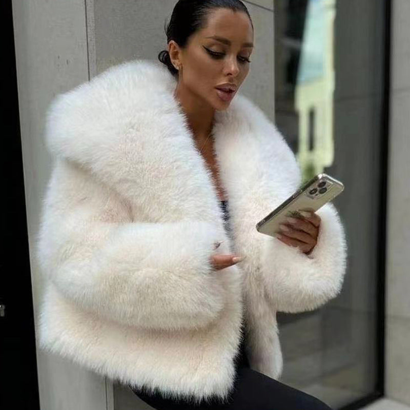 Women's Fluffy Casual Fox Fur Jacket Women's Clothing HerMood