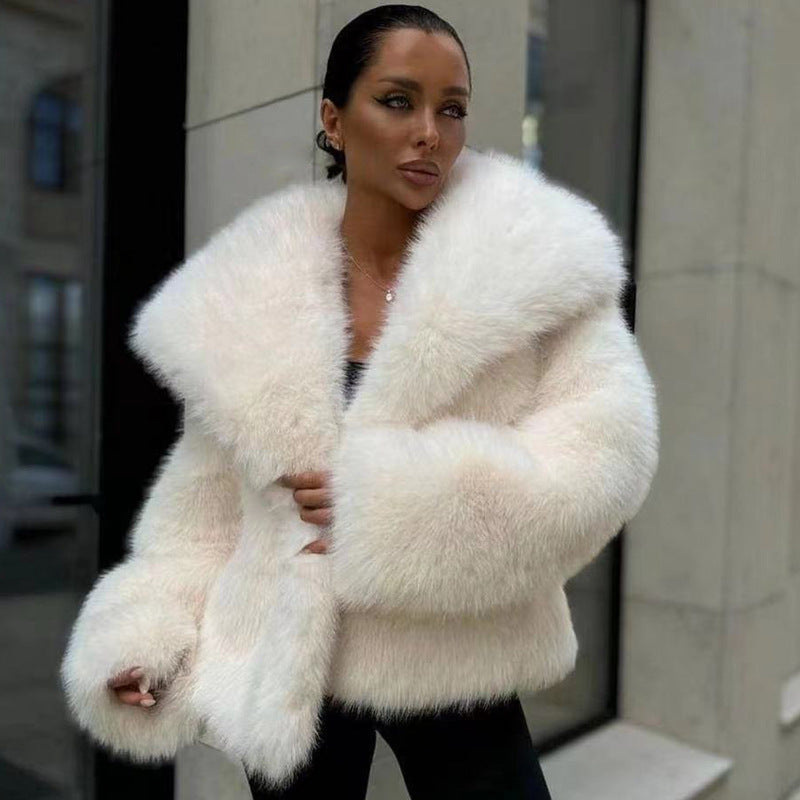 Women's Fluffy Casual Fox Fur Jacket Women's Clothing HerMood