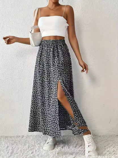 Women's Fashionable With Side-slit Printed Skirt HerMood