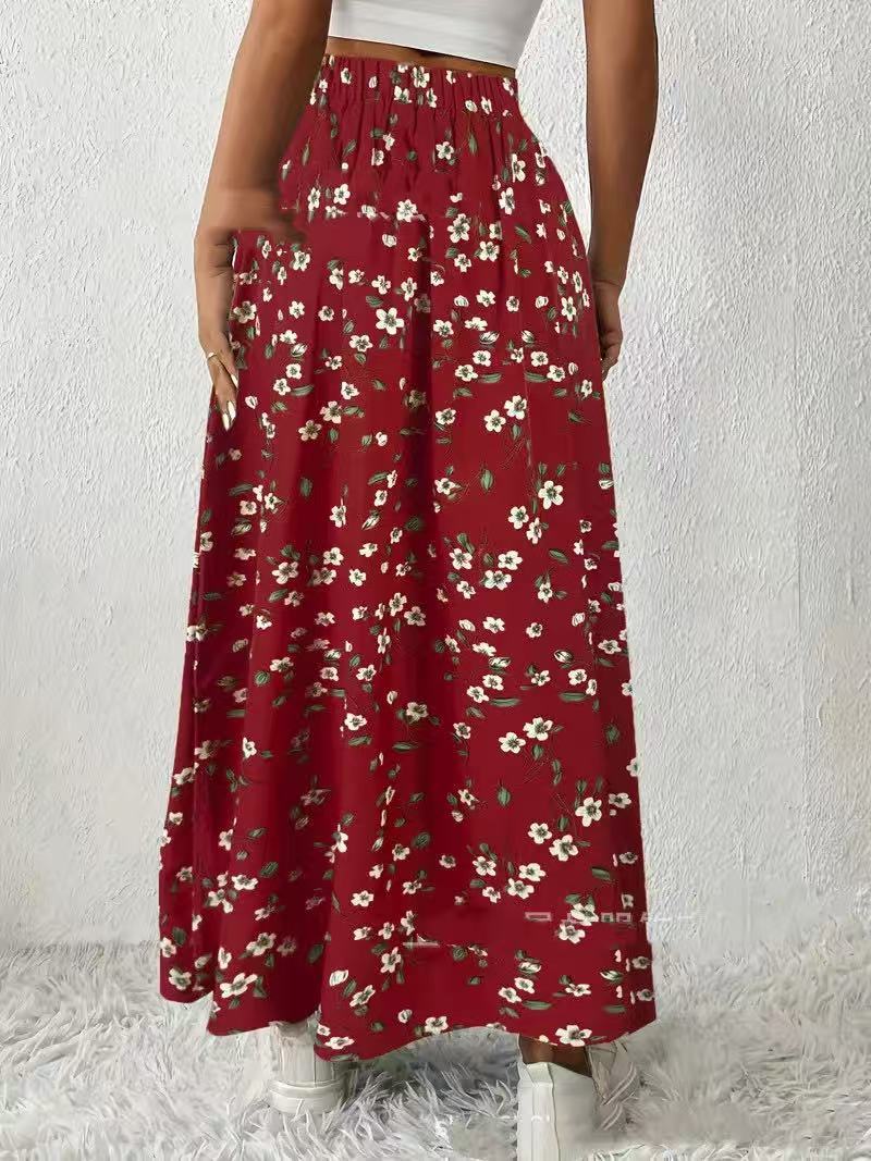 Women's Fashionable With Side-slit Printed Skirt HerMood