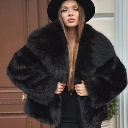 Women's Fluffy Casual Fox Fur Jacket Women's Clothing HerMood