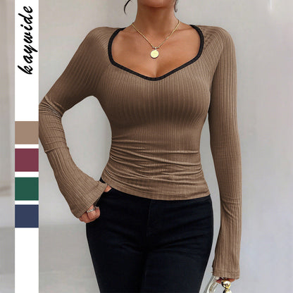 Y2g Hot Girl Long Sleeve Solid Color Blouse HerMood
