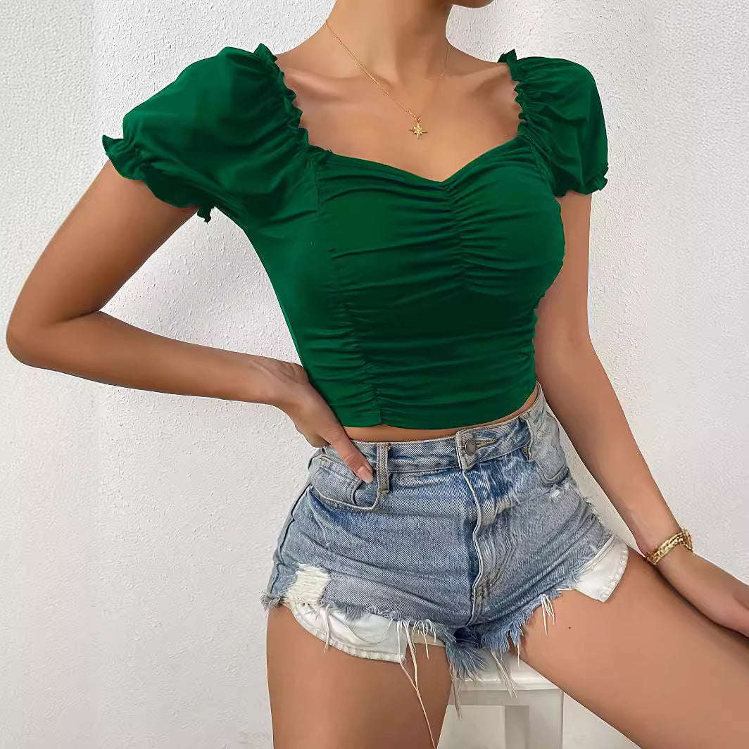 European And American Women's SpringSummer New V-neck Short Sleeve Loose Top HerMood
