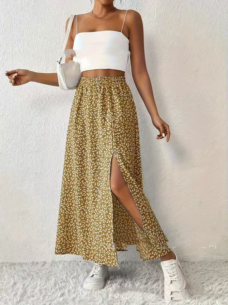 Women's Fashionable With Side-slit Printed Skirt HerMood