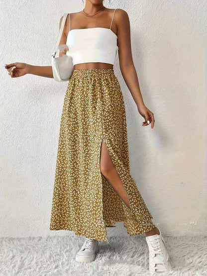 Women's Fashionable With Side-slit Printed Skirt HerMood