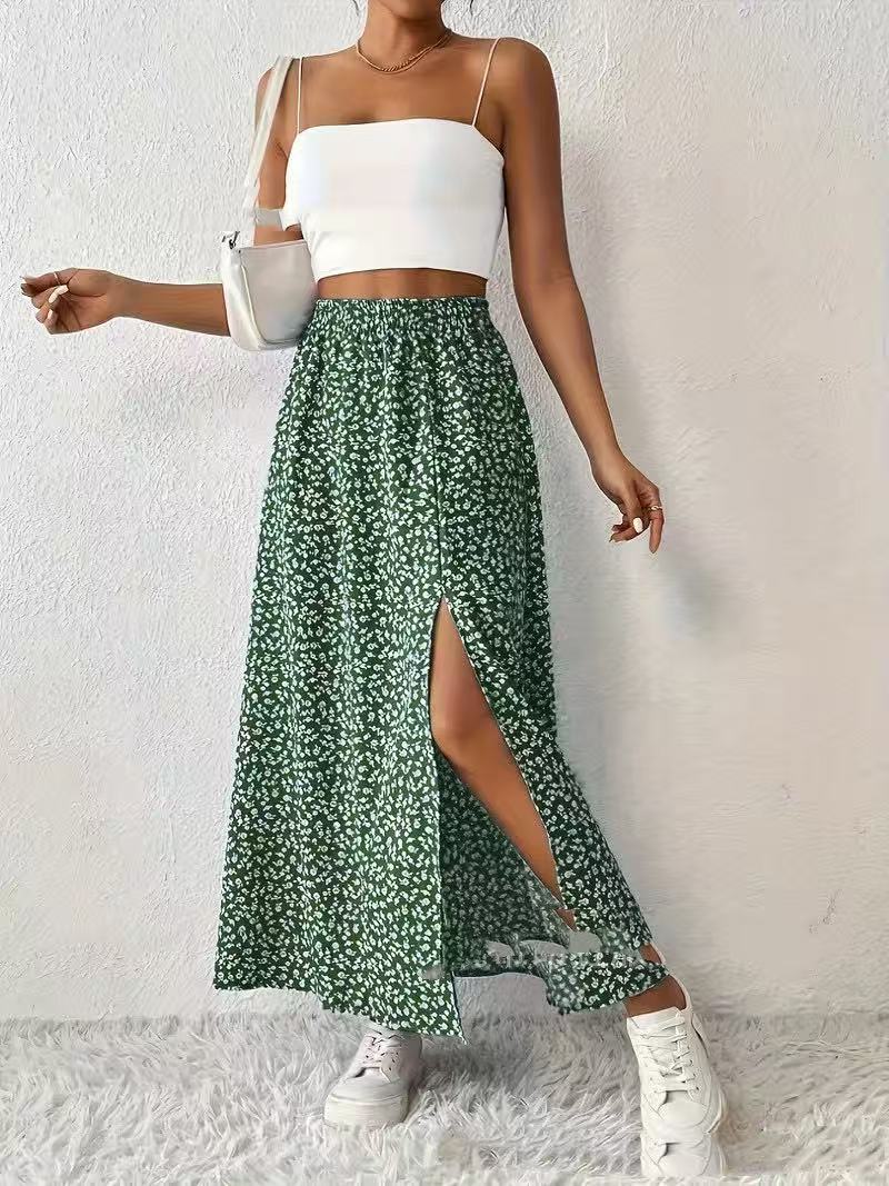 Women's Fashionable With Side-slit Printed Skirt HerMood