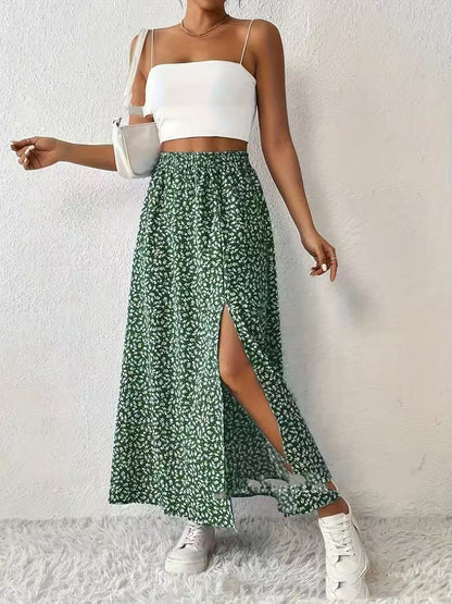 Women's Fashionable With Side-slit Printed Skirt HerMood
