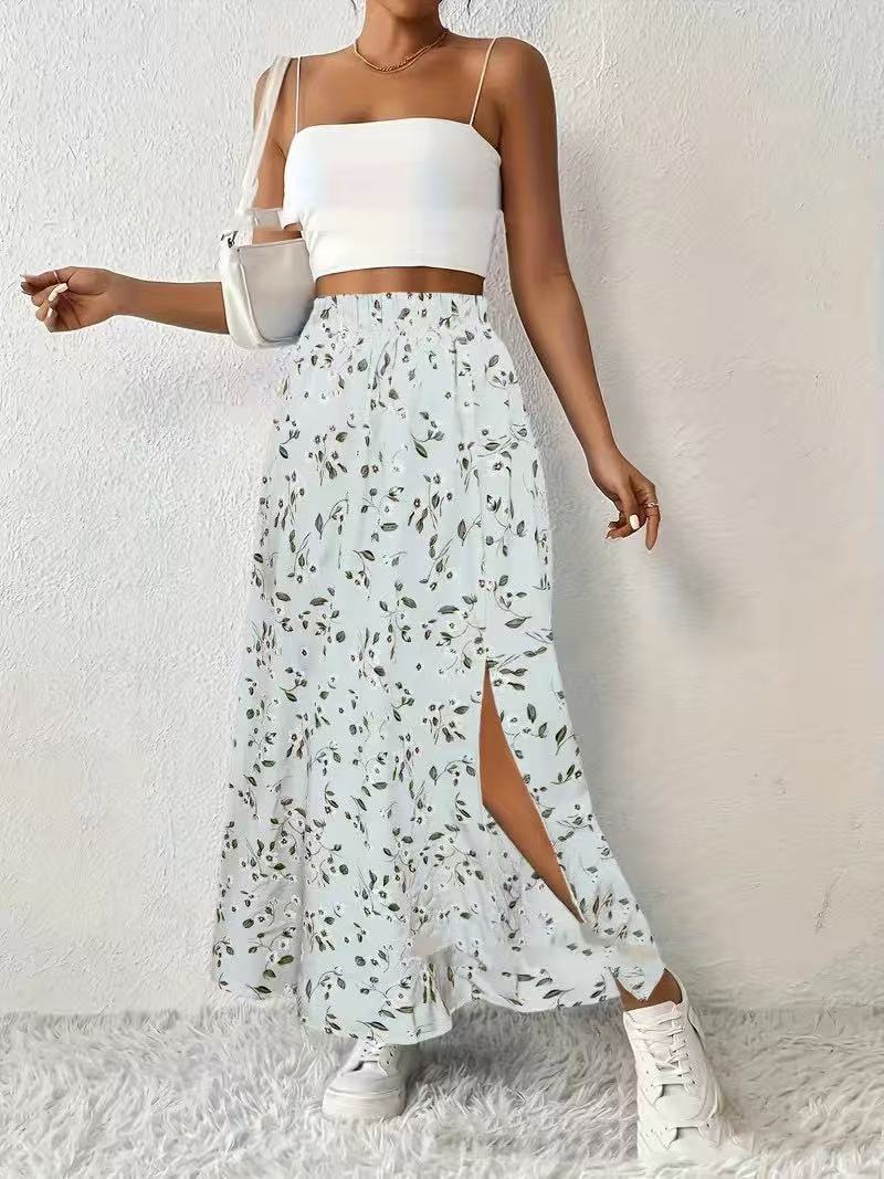 Women's Fashionable With Side-slit Printed Skirt HerMood