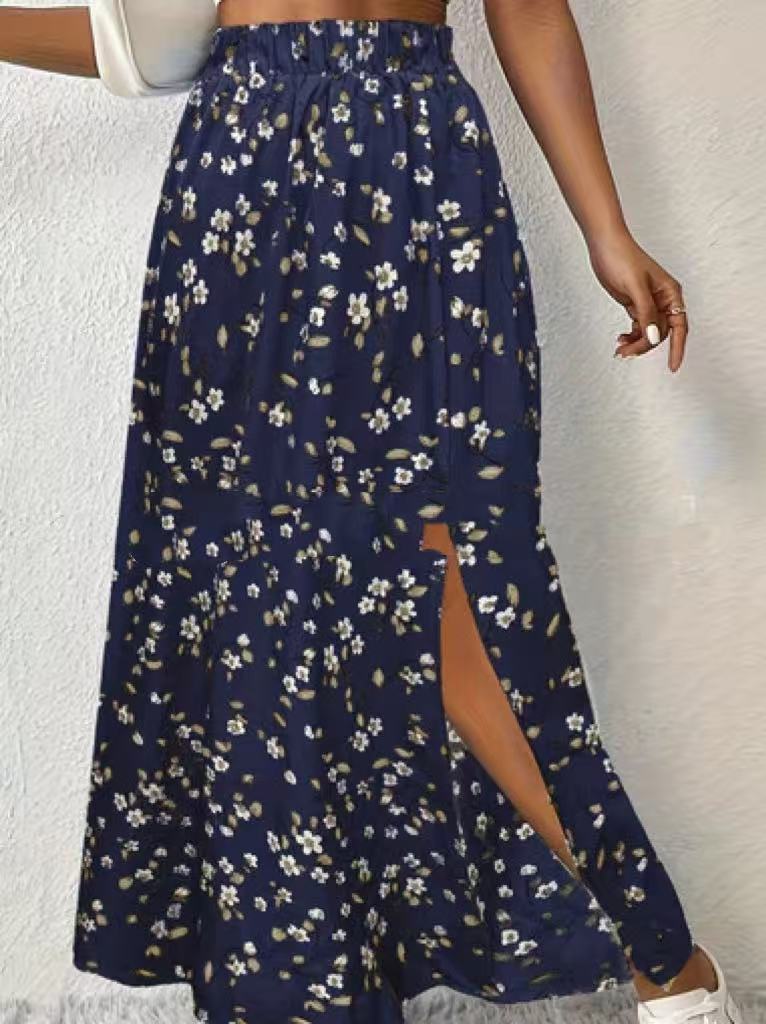 Women's Fashionable With Side-slit Printed Skirt HerMood