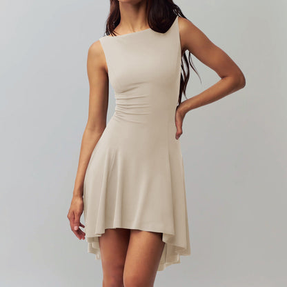Sleeveless Sexy Hot Girl Off-neck Dress Waist Slimming Back HerMood