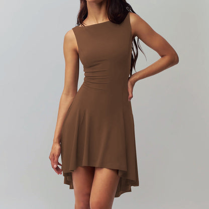 Sleeveless Sexy Hot Girl Off-neck Dress Waist Slimming Back HerMood