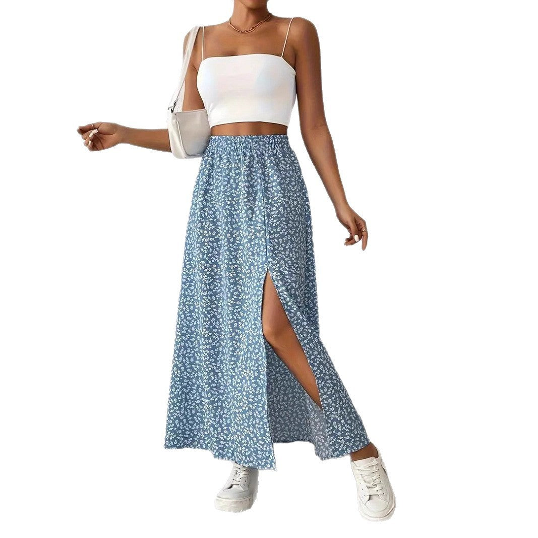 Women's Fashionable With Side-slit Printed Skirt HerMood