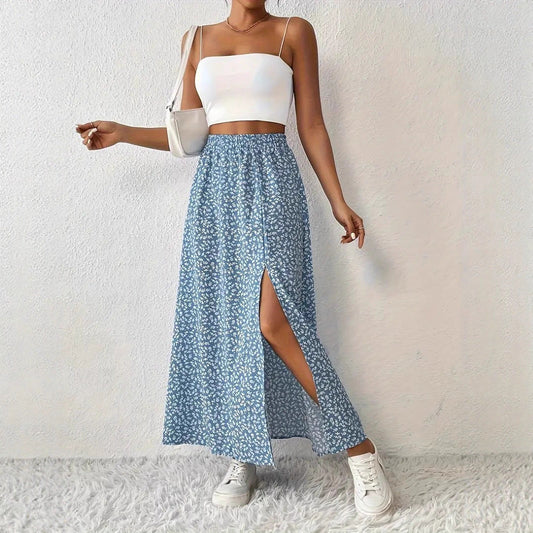 Women's Fashionable With Side-slit Printed Skirt HerMood