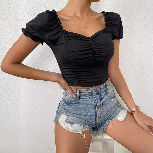 European And American Women's SpringSummer New V-neck Short Sleeve Loose Top HerMood