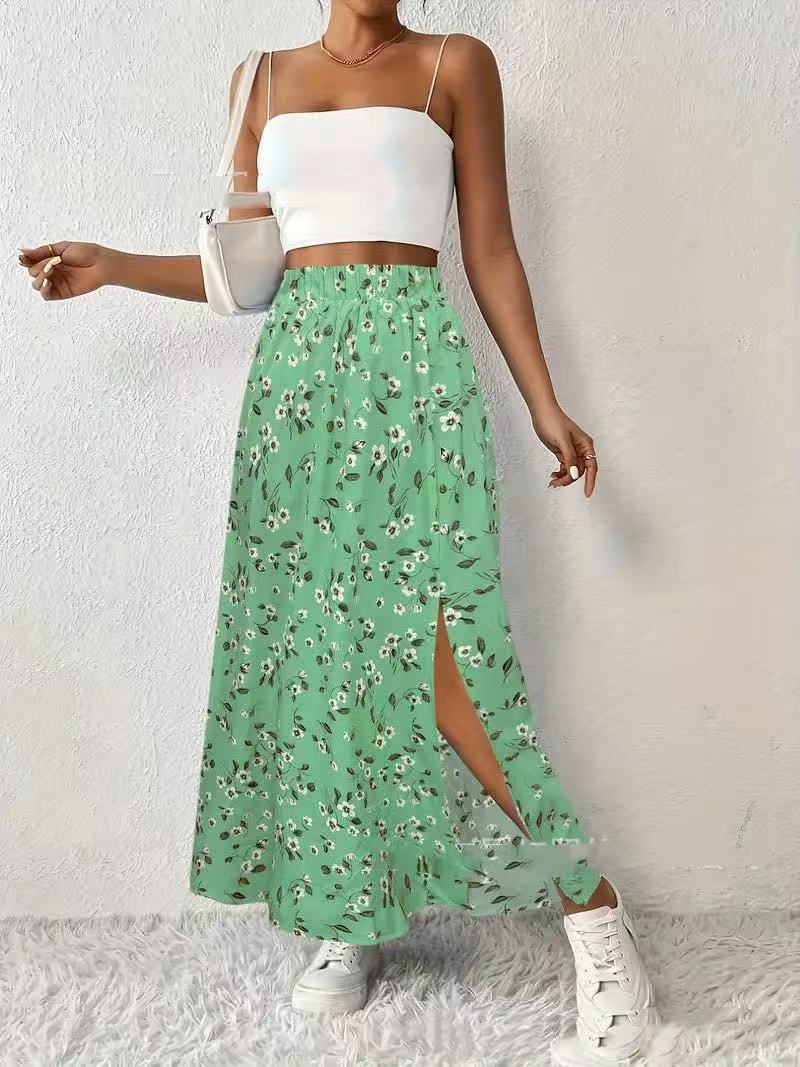 Women's Fashionable With Side-slit Printed Skirt HerMood